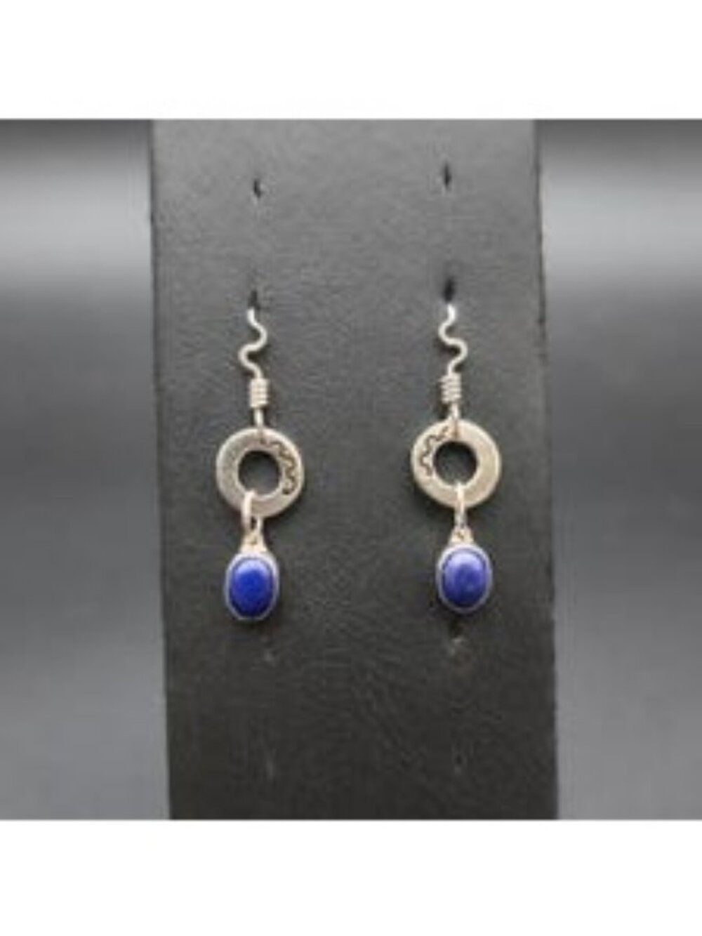 Sterling Silver Lapis Lazuli Drop Earrings - Geometric Boho Dangle Hooks A8223